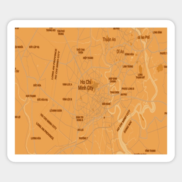 Ho Chi Minh city golden yellow map Sticker by Mapmania